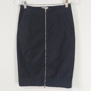 Acne Y2K Ginger Zip Front Pencil Skirt Size 36 Black Comfort Stretch Retro